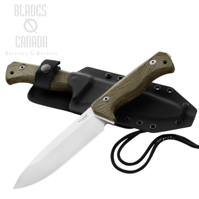 Lion Steel T6 3V CVG Fixed Blade Knife, CPM 3V, Micarta Green, T63VCVG